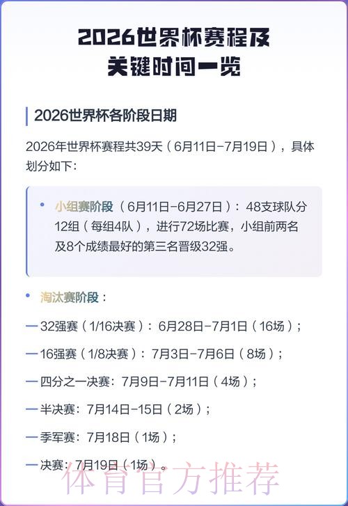 2026世界杯完整赛程详细安排最新时间表官网入口